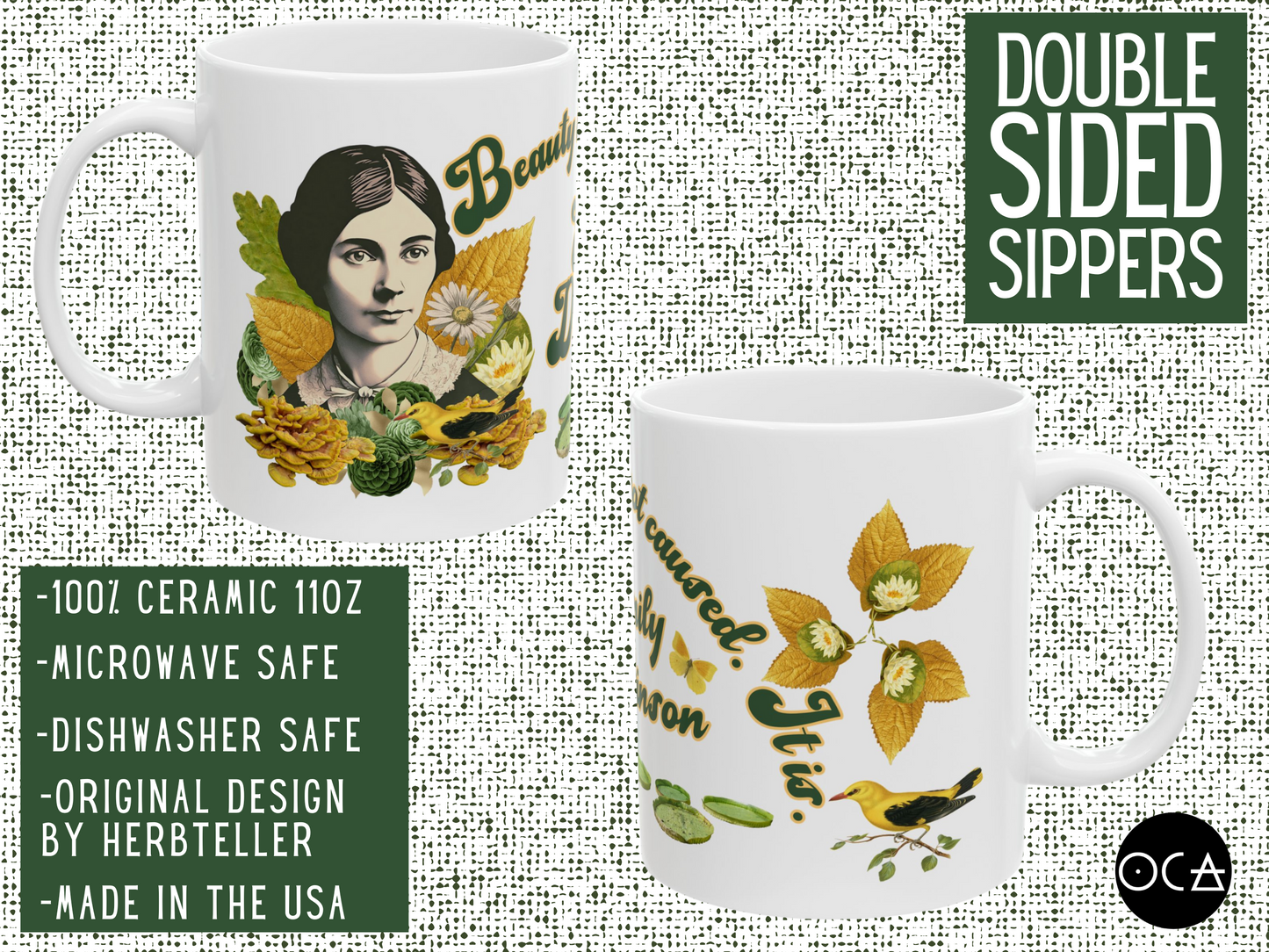 Emily Dickinson Mug (Doublesided) Herbteller Lucky Mugs