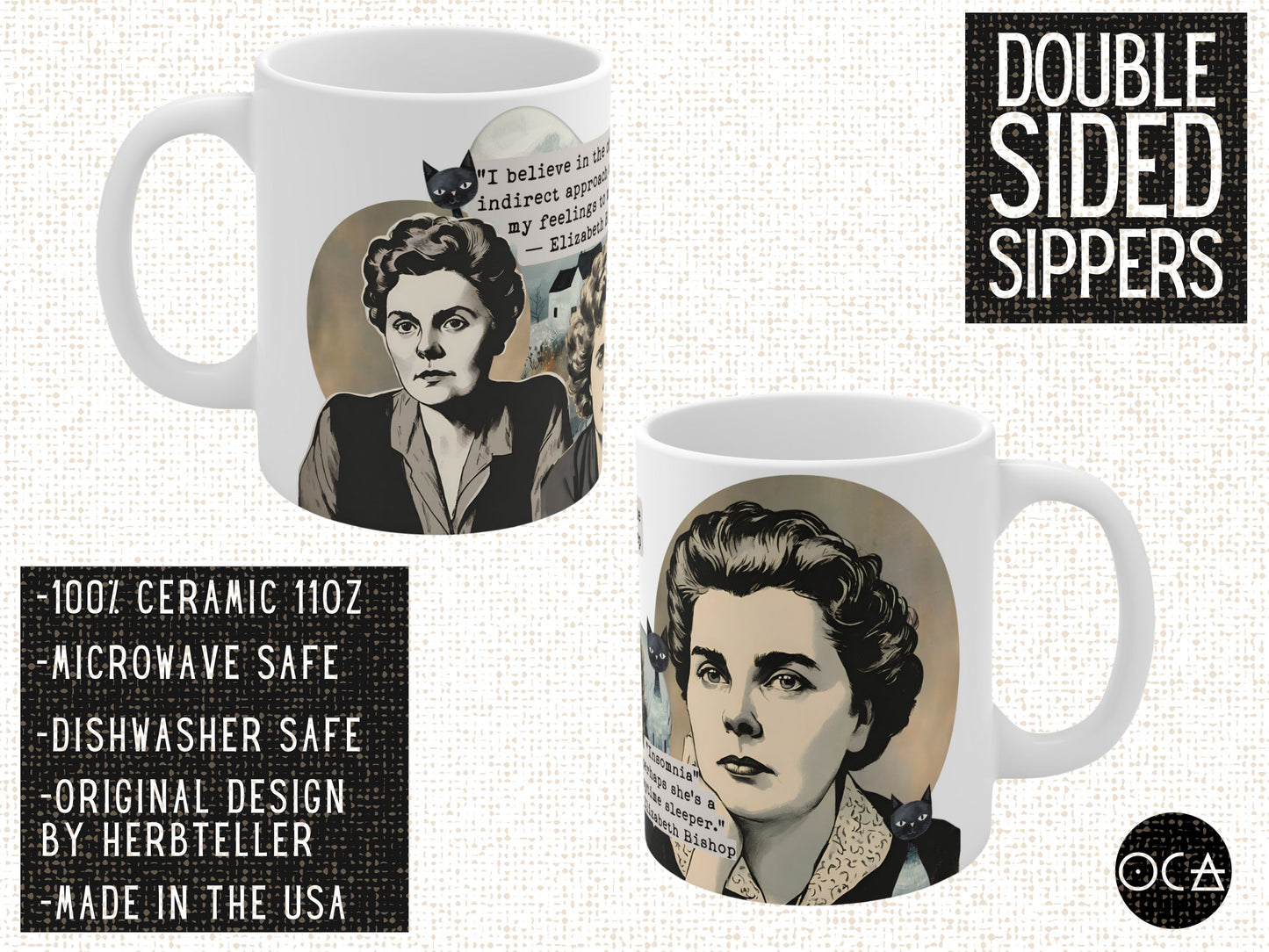 Elizabeth Bishop Poetess Collage Mug (Doublesided/Quote Mug) Writers, Readers & Poets Gift