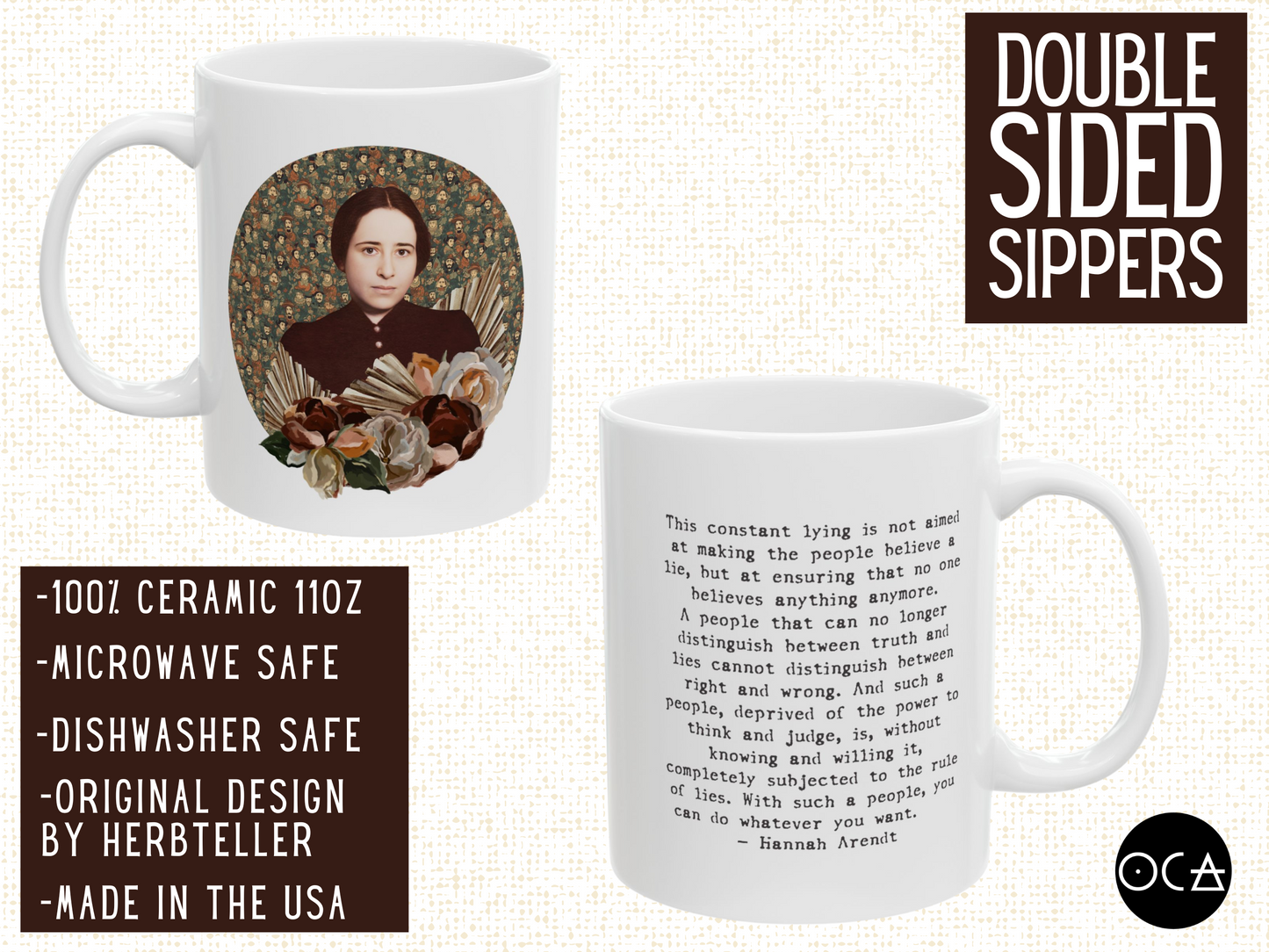 Hannah Arendt Mug (Doublesided/Quote Mug)