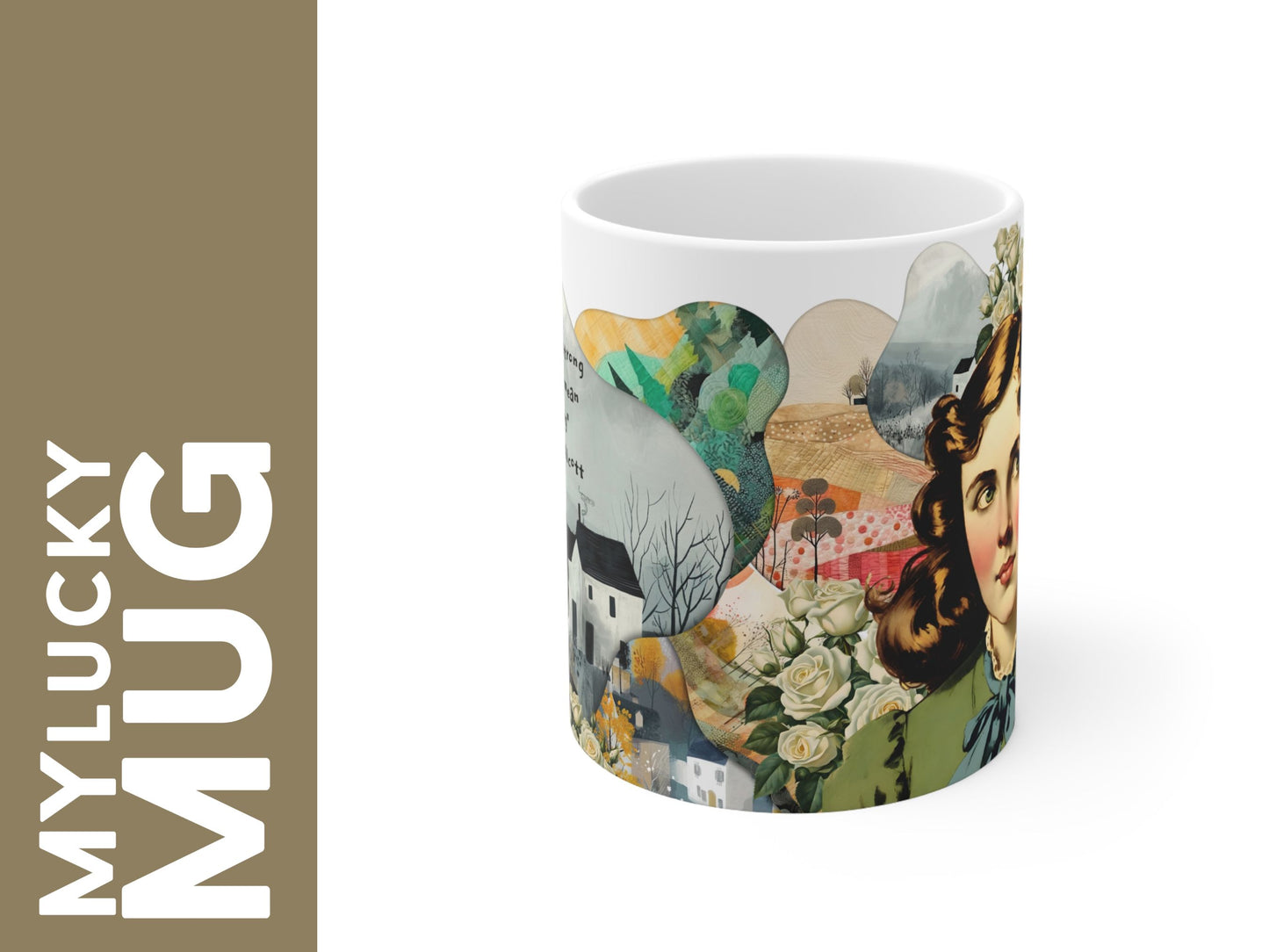 Louisa May Alcott Collage Illustrated Mug (Doublesided)