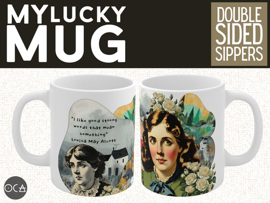 Louisa May Alcott Collage Illustrated Mug (Doublesided)