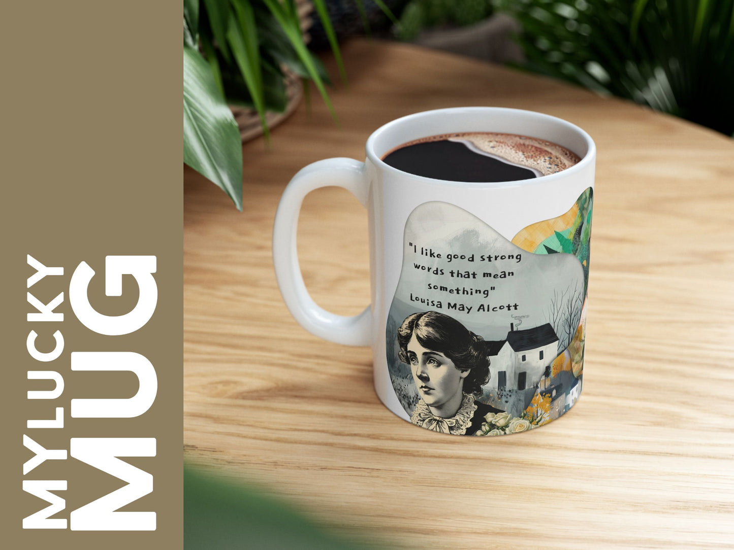 Louisa May Alcott Collage Illustrated Mug (Doublesided)