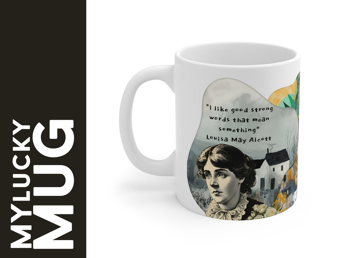 Louisa May Alcott Collage Illustrated Mug (Doublesided)