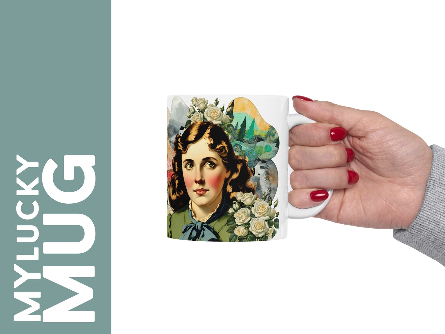 Louisa May Alcott Collage Illustrated Mug (Doublesided)