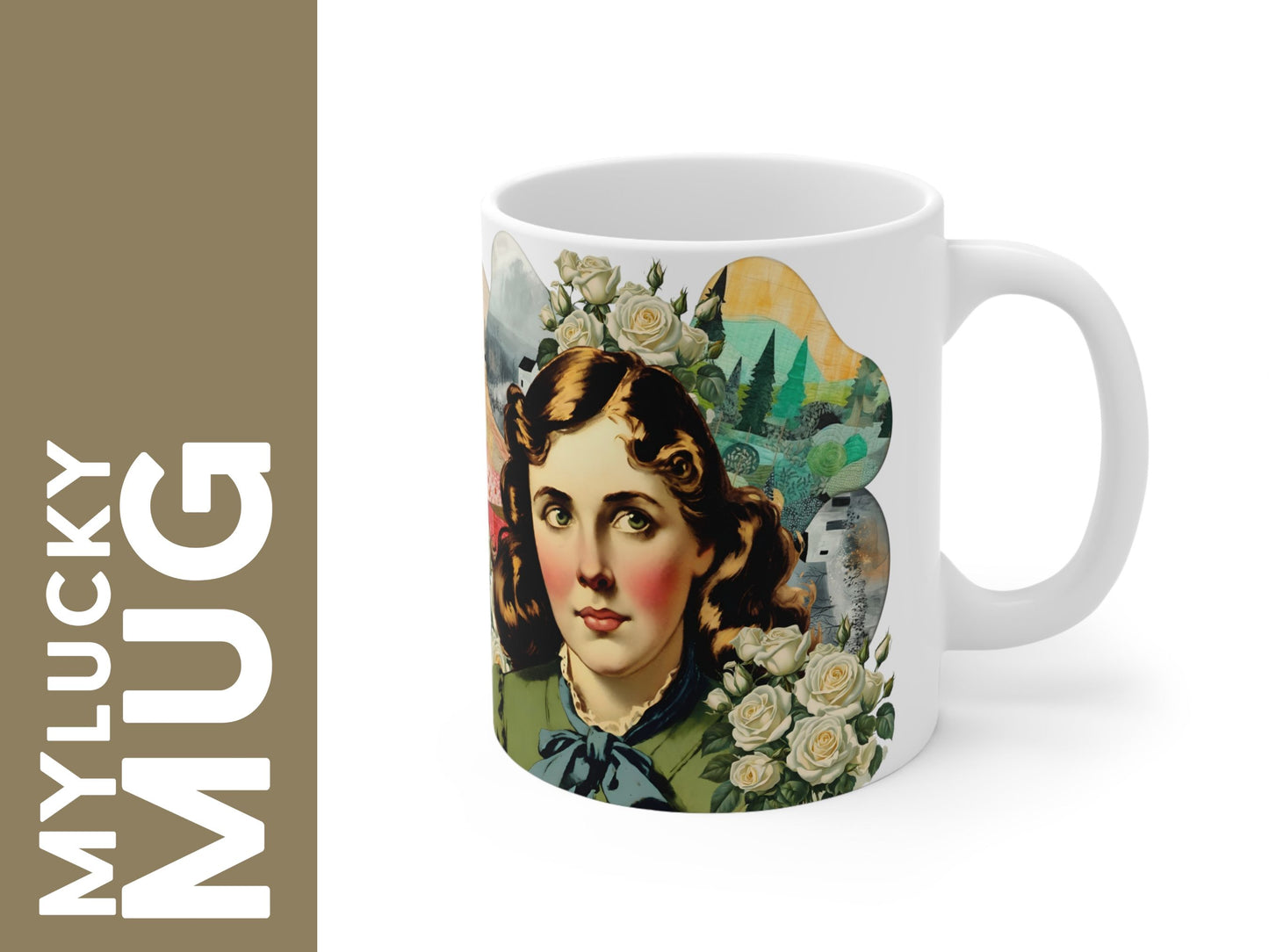 Louisa May Alcott Collage Illustrated Mug (Doublesided)