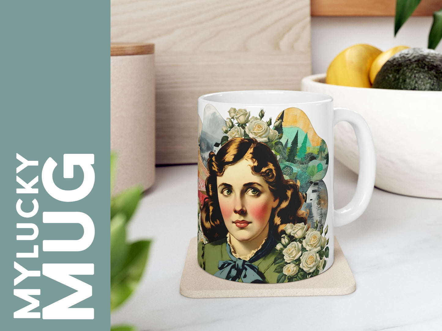 Louisa May Alcott Collage Illustrated Mug (Doublesided)