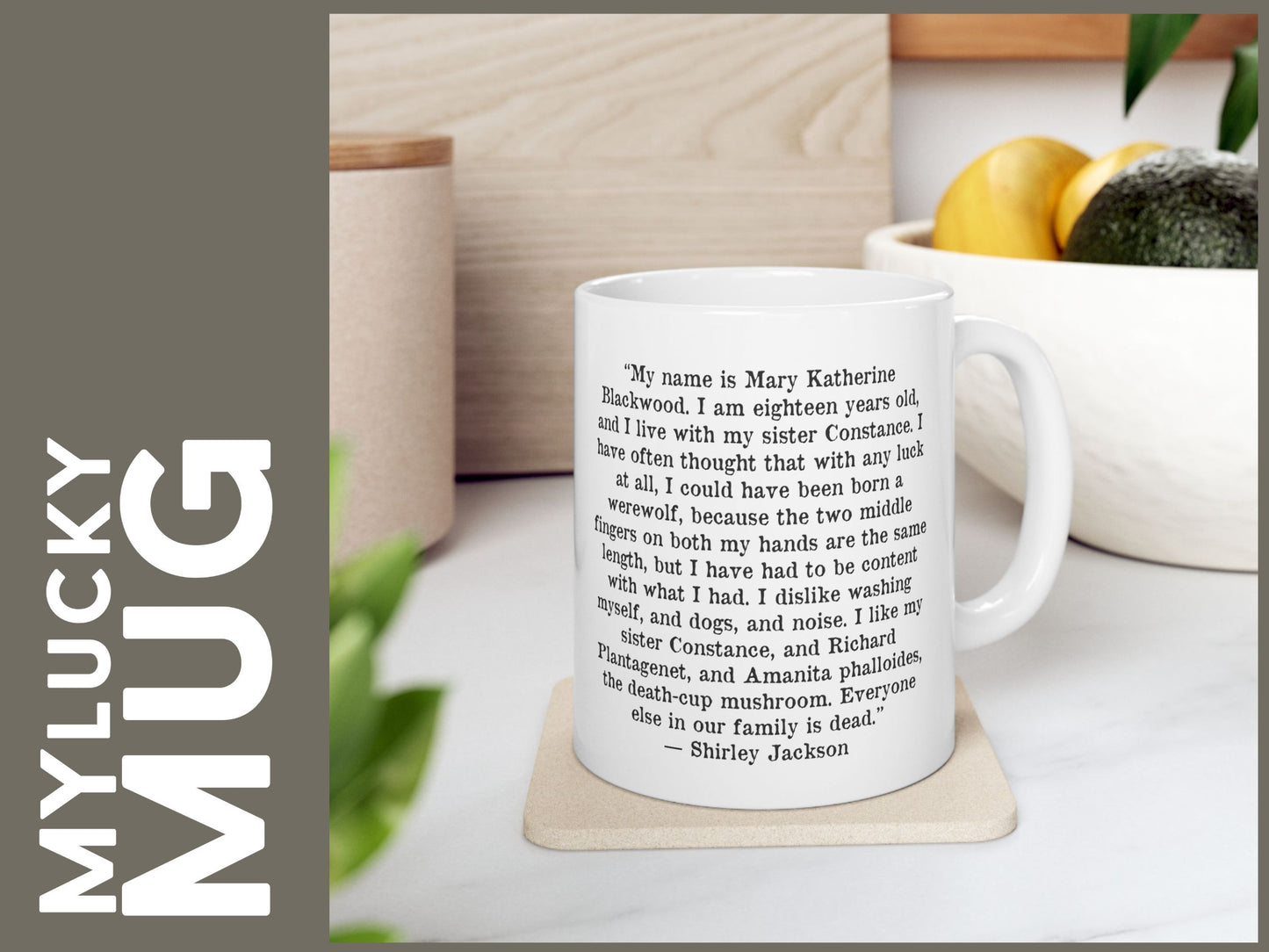 Shirley Jackson Illustrated Mug (Doublesided) Printable Crossword/Bookmarks Included