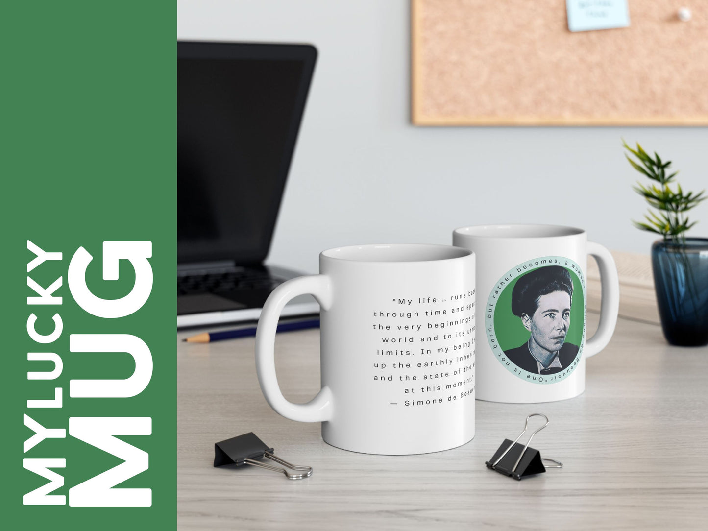 Simone de Beauvoir Mug (Doublesided/Quote Mug)