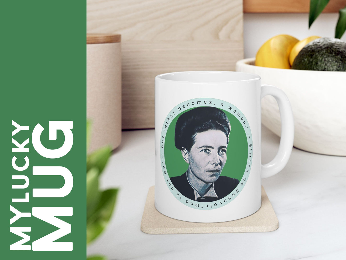 Simone de Beauvoir Mug (Doublesided/Quote Mug)