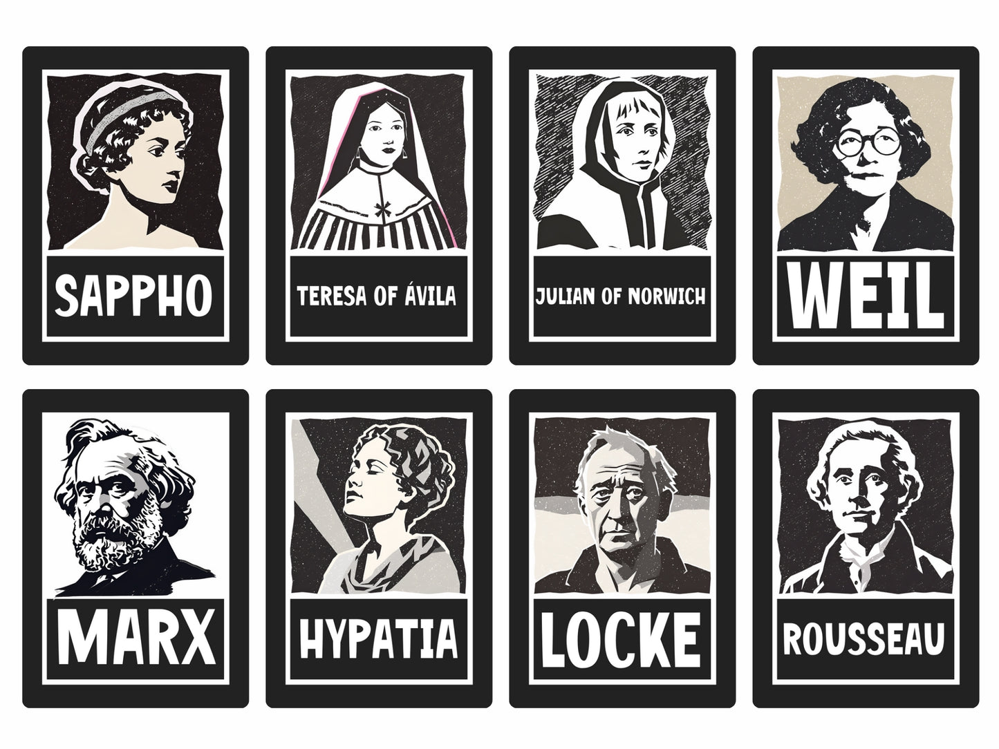 Thinking Thinkers Philosopher Cards Gift Set (Pre-order) Original Collage/Vintage Design