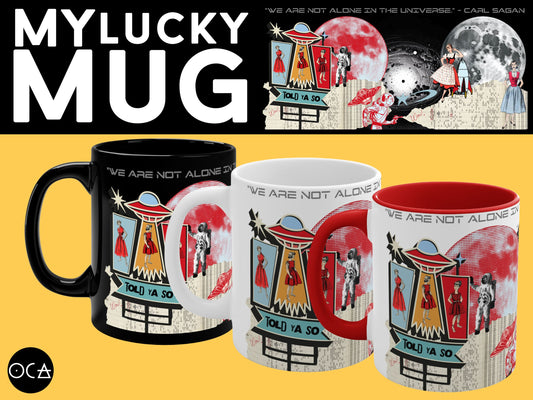 Space Lady UAP/UFO Mug (Original Collage Art /3 Color Options)