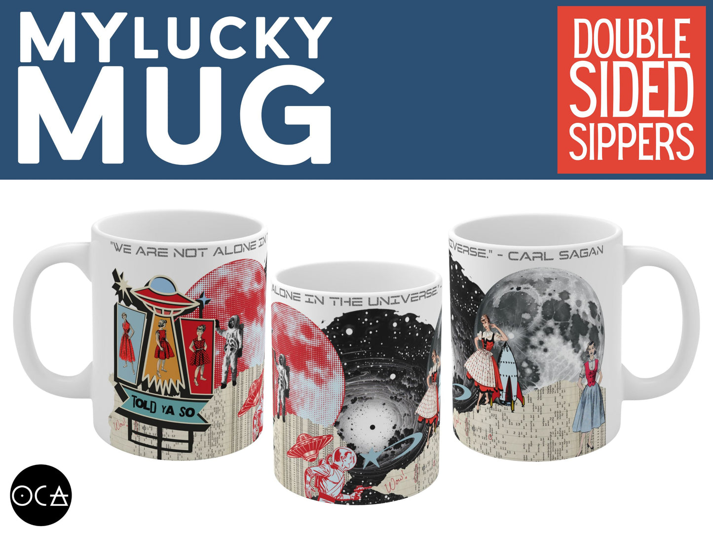 Space Lady UAP/UFO Mug (Original Collage Art /3 Color Options)