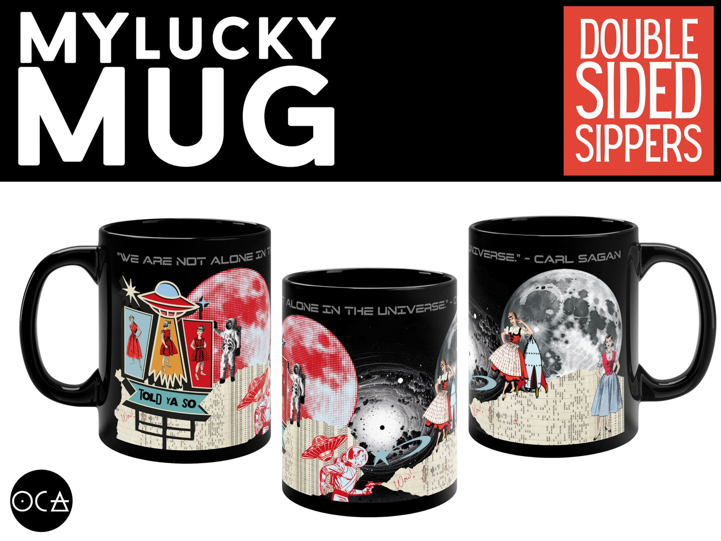 Space Lady UAP/UFO Mug (Original Collage Art /3 Color Options)