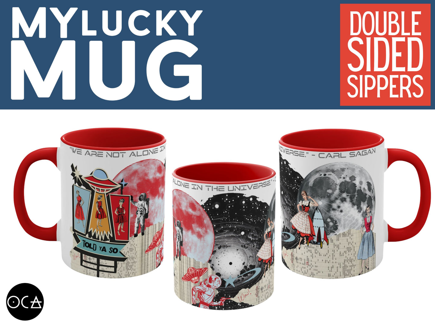 Space Lady UAP/UFO Mug (Original Collage Art /3 Color Options)